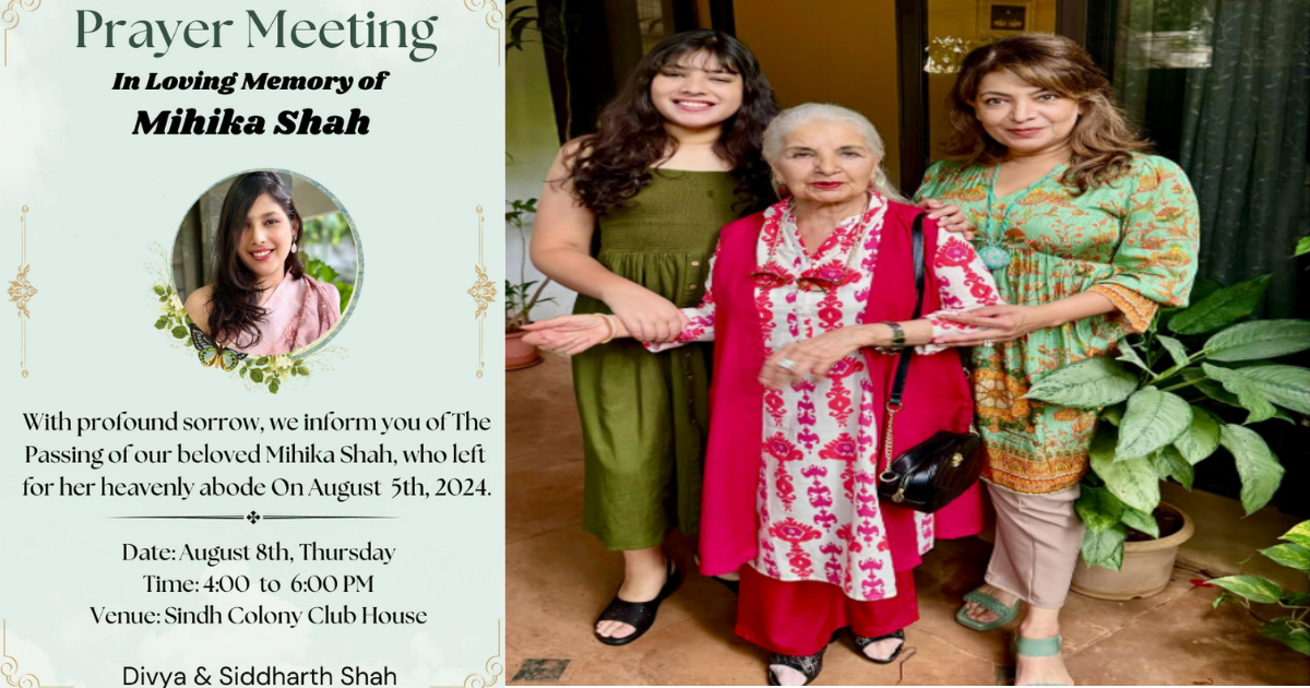 Sushma Seth granddaughter Mihika Shah dies mother Divya Seth gave information on social media